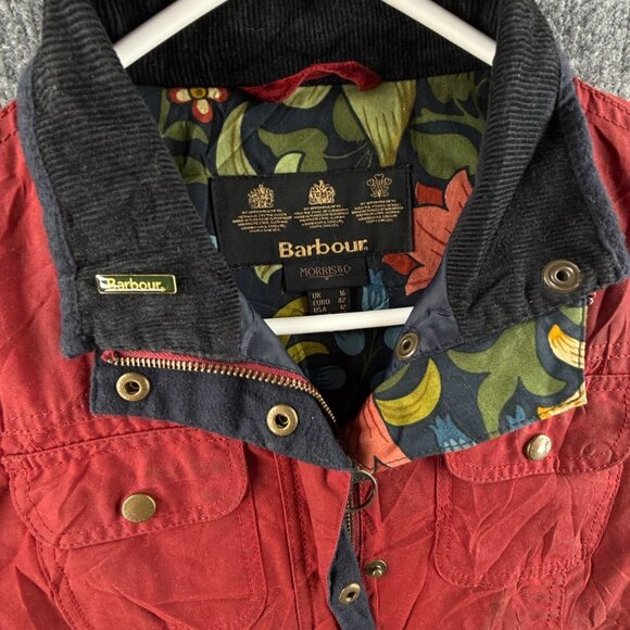 Barbour MORRIS UTILITY Waxed Jacket Women Full Zip Red Size 12 US Collared - Picture 12 of 16